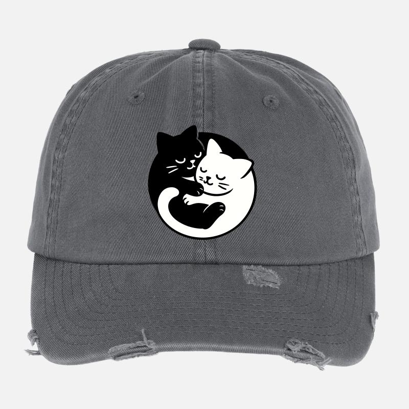 Yin-Yang Cats Flexfit Vintage Destroyed Cap