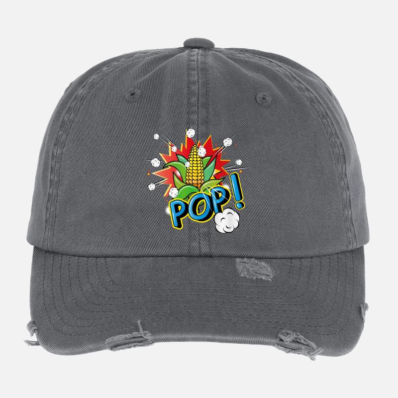 Maïs en épi de style pop art avec effet pop-corn Casquette vintage effet usé Flexfit
