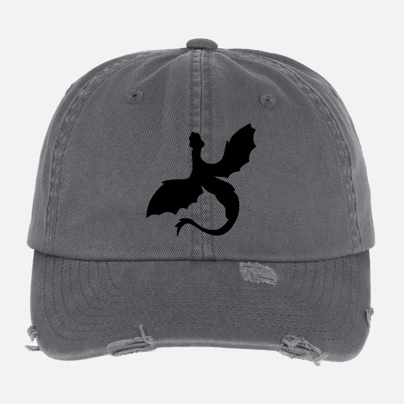 Fabled Winged Serpent Silhouette Flexfit Vintage Destroyed Cap