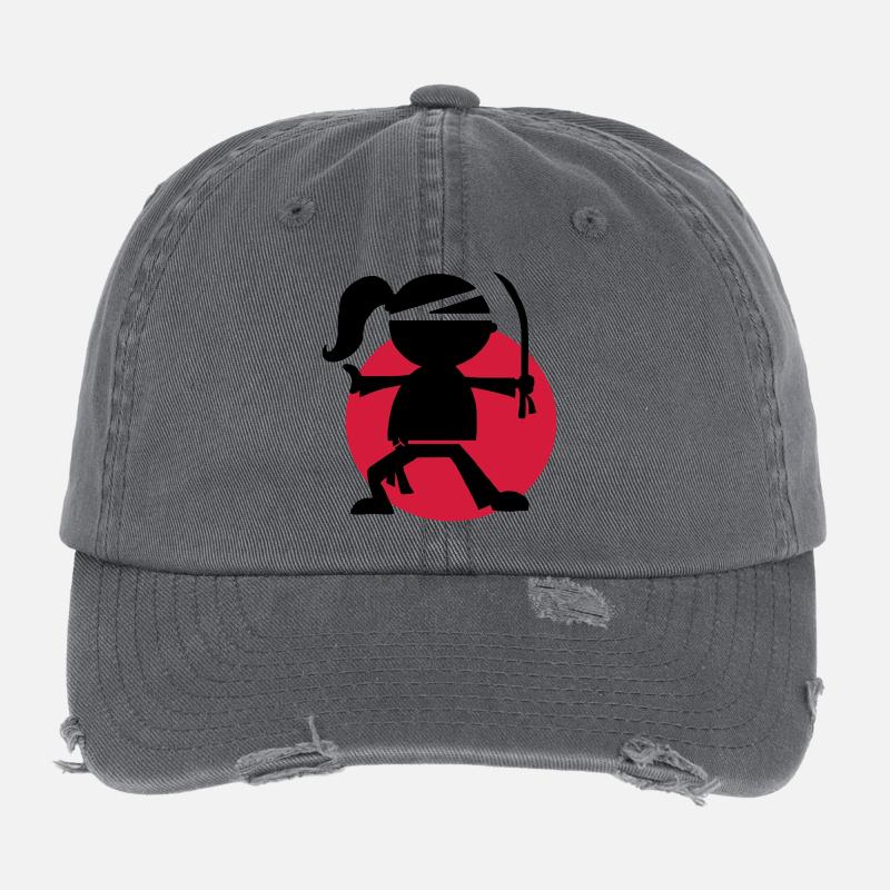 Urbanes Ninja-Mädchen Flexfit Vintage Destroyed Cap