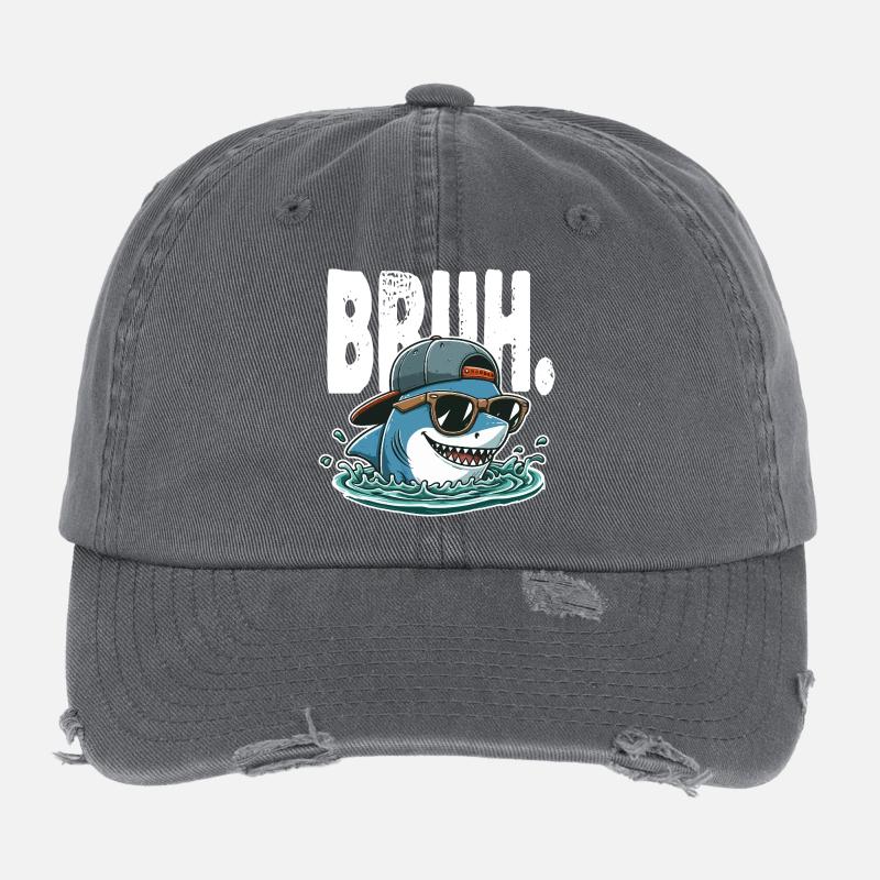 Requin swag surfeur Bruh Casquette vintage effet usé Flexfit
