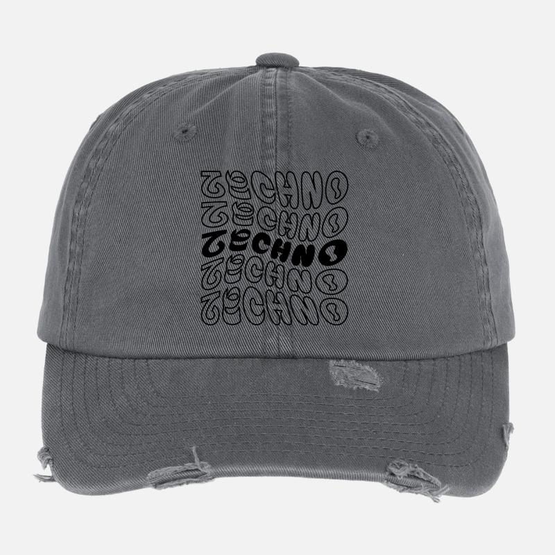 Conception de logo Techno wavy. Casquette vintage effet usé Flexfit