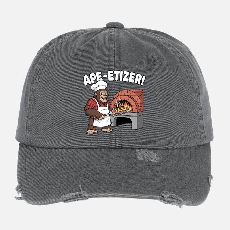 Chef pizzariophile Ape-Etizer - Casquette vintage effet usé Flexfit - charbon