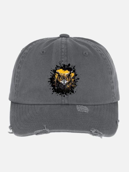 Owl Night Owl Splatter - Flexfit Vintage Destroyed Cap - dark grey - Front