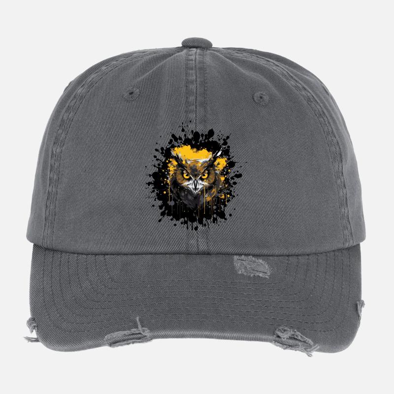 Eule Nachteule Splatter Flexfit Vintage Destroyed Cap