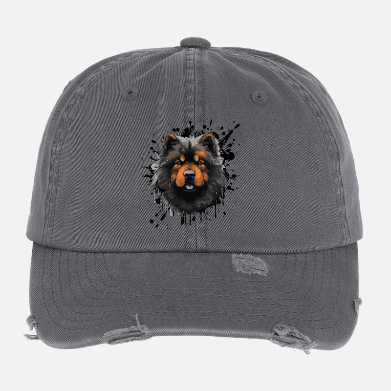 Visage de chien en explosion de couleur Casquette vintage effet usé Flexfit