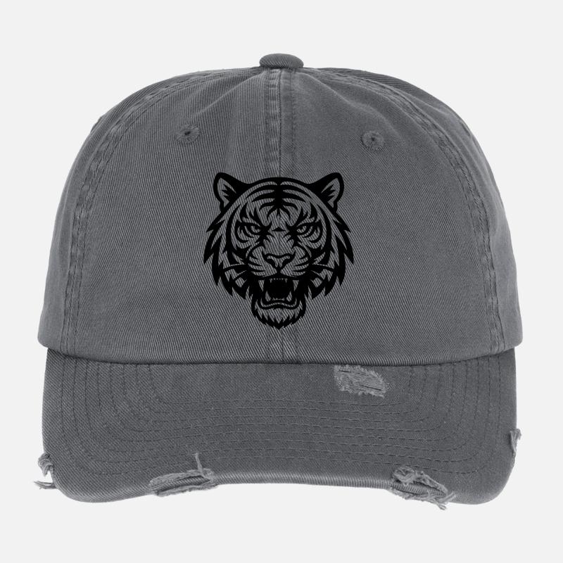 Tiger – Wildtiere - Flexfit Vintage Destroyed Cap - Dunkelgrau