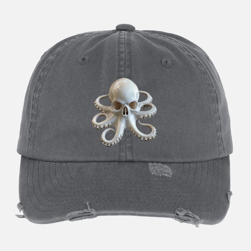 Skull Octopus Fusion Flexfit Vintage Destroyed Cap