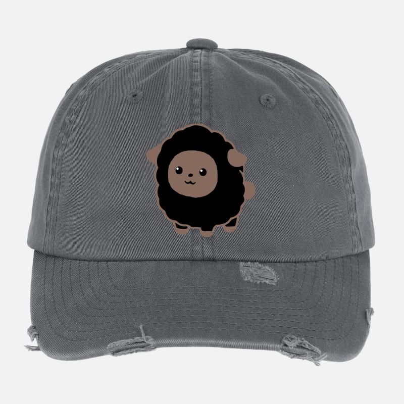 Mouton noir Casquette vintage effet usé Flexfit