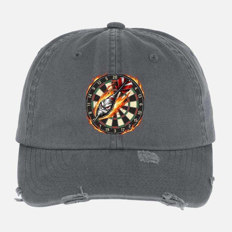 Flammenpfeil trifft Dartboard Flexfit Vintage Destroyed Cap