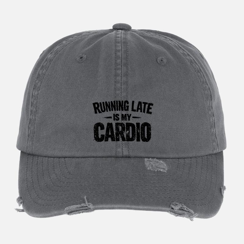 Courir en retard, c’est ma citation cardio Casquette vintage effet usé Flexfit