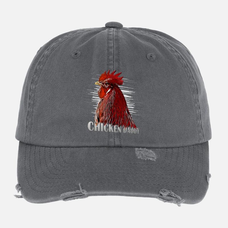 Hühner Fans -  Hahn - Gockel - ChickenDaddy Flexfit Vintage Destroyed Cap