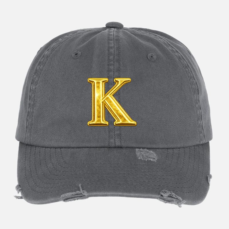 K Golden Monogram Flexfit Vintage Destroyed Cap