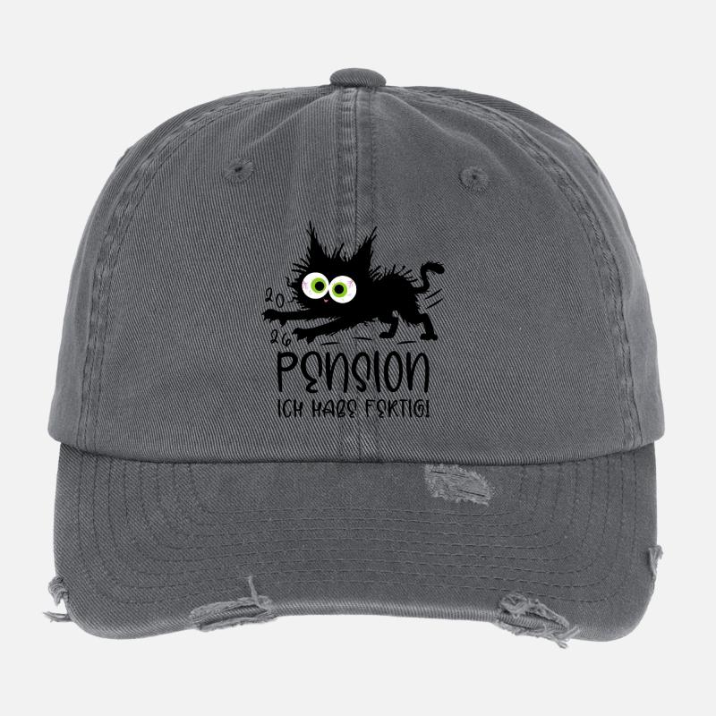 Pension 2026 I'm done! Stressed cat Flexfit Vintage Destroyed Cap