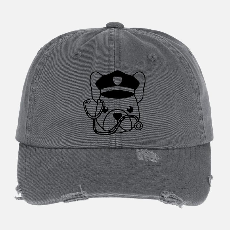 Profil du chef du médecin Frenchie Casquette vintage effet usé Flexfit