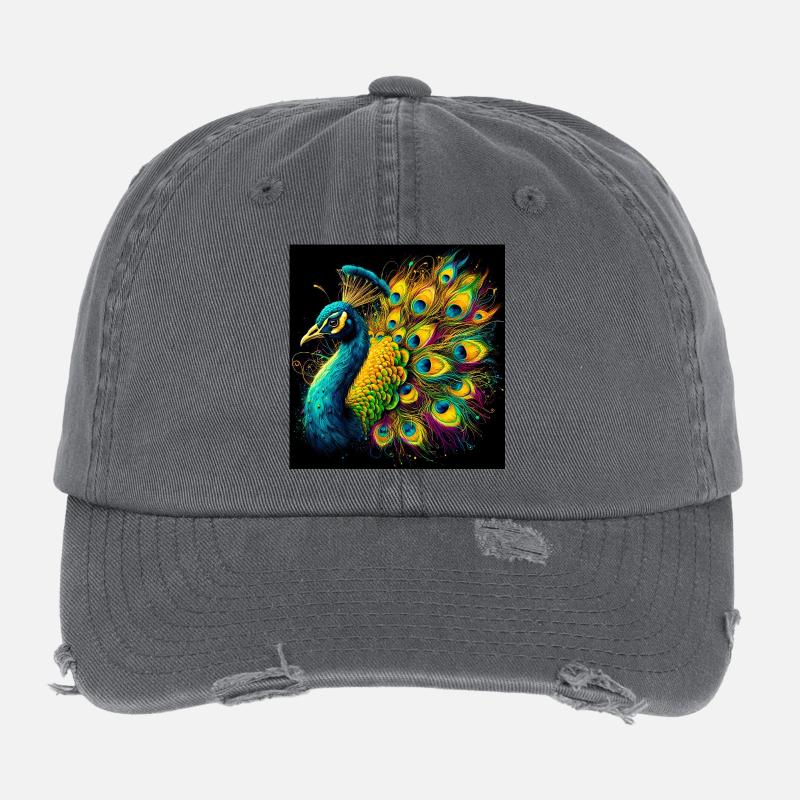 peacock Flexfit Vintage Destroyed Cap