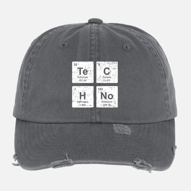 Techno - funny chemistry shirt - vintage elements Flexfit Vintage Destroyed Cap