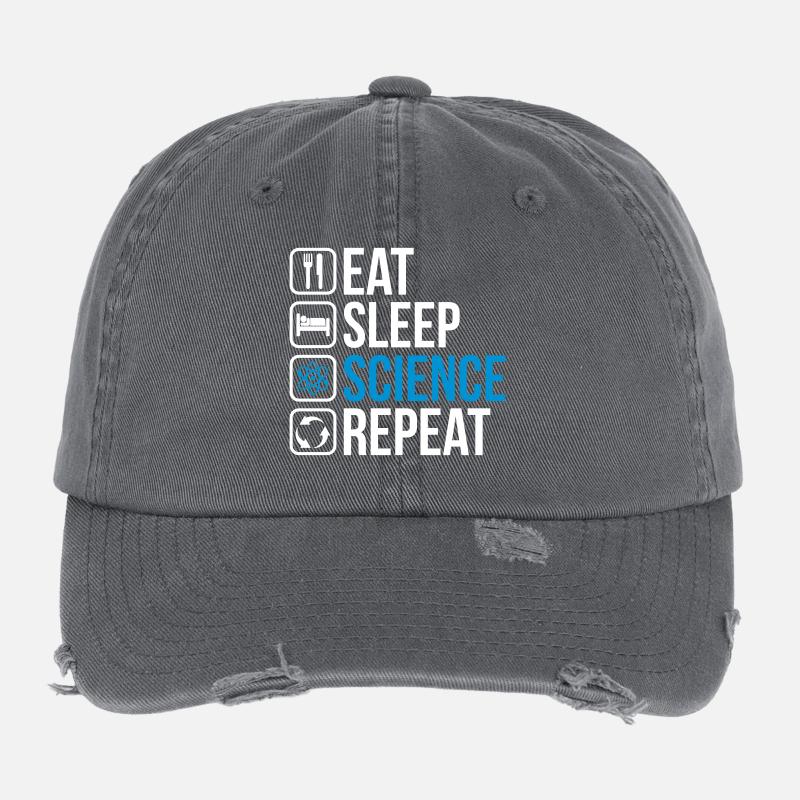 Eat Sleep Science Repeat Flexfit Vintage Destroyed Cap