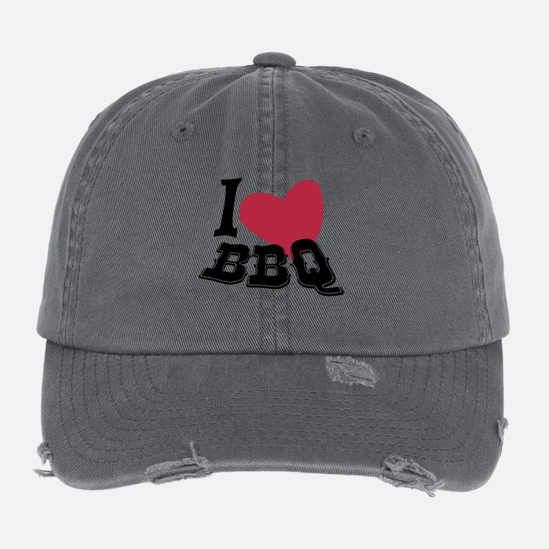 I love BBQ Flexfit Vintage Destroyed Cap