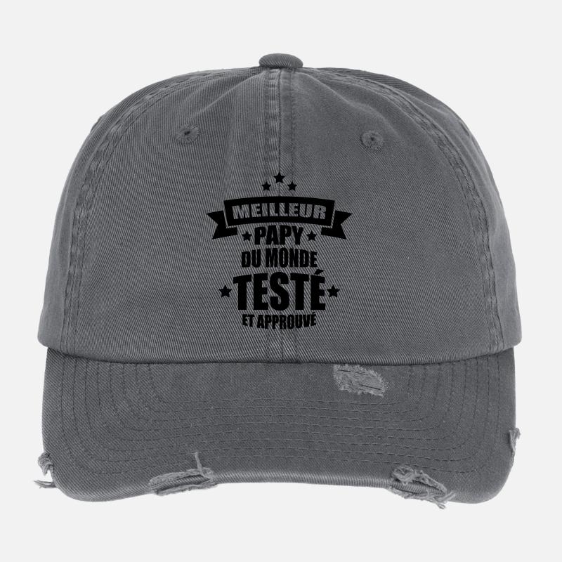 meilleur papy du monde testé et approuvé Casquette vintage effet usé Flexfit