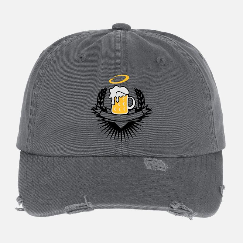 Bierkrug mit Weizenähren und Heiligenschein Flexfit Vintage Destroyed Cap