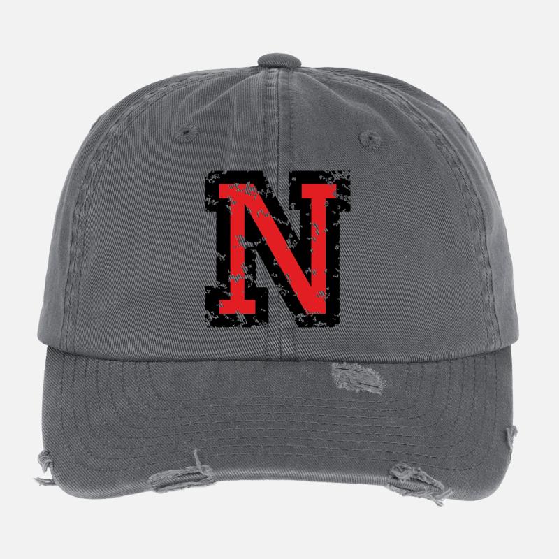 N (Vintage Rot) Buchstabe N Flexfit Vintage Destroyed Cap