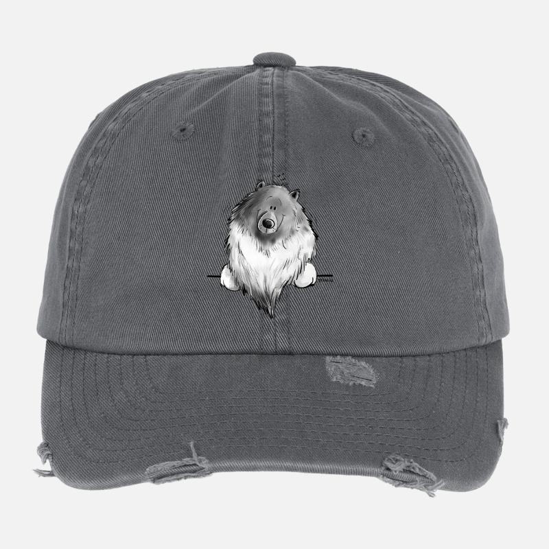 Cadeau drôle de chien de bande dessinée Wolfsspitz I Casquette vintage effet usé Flexfit