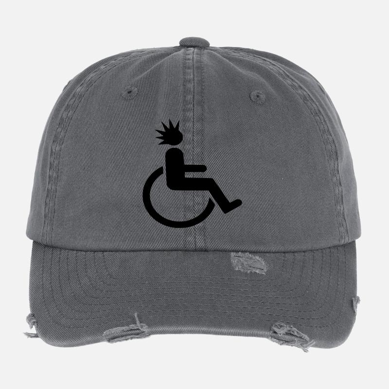 Rollstuhlfahrer mit Punk-Frisur # Flexfit Vintage Destroyed Cap
