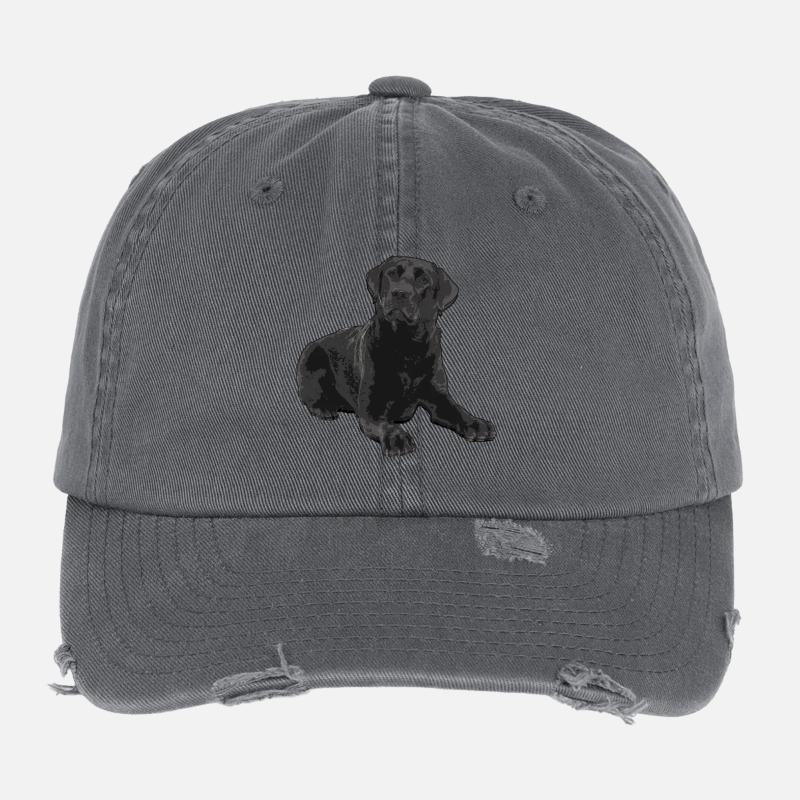 Labrador noir Casquette vintage effet usé Flexfit
