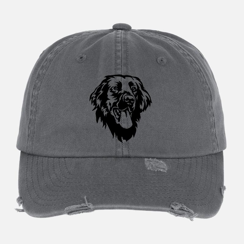 Flat-coated Retriever Head Flexfit Vintage Destroyed Cap
