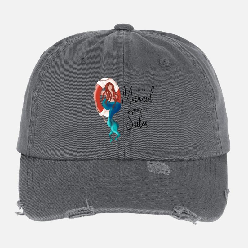 Meeresjungfrau mit Rettungsring Flexfit Vintage Destroyed Cap