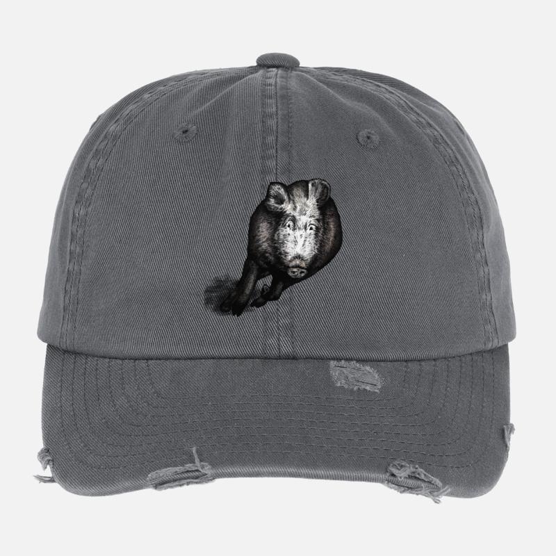 Wild boar galloping Flexfit Vintage Destroyed Cap