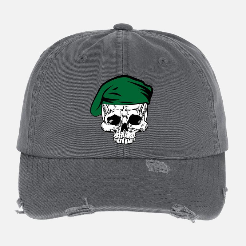 Béret vert squelette Casquette vintage effet usé Flexfit