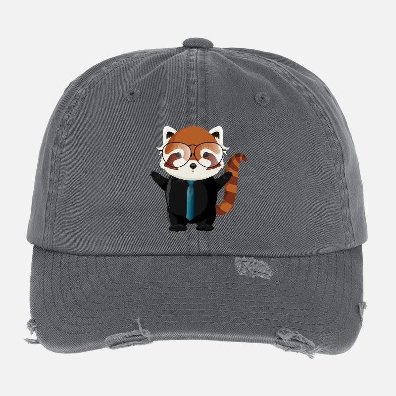 Ours panda roux avec lunettes de nerd et cravate Casquette vintage effet usé Flexfit