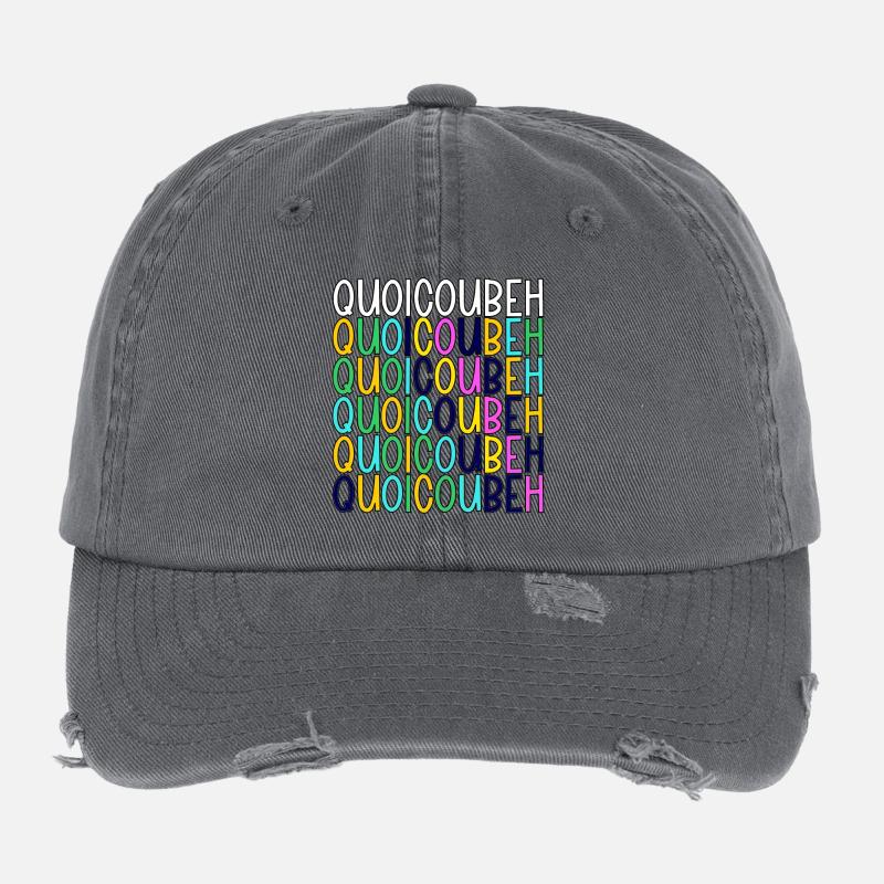 WhatCouBeH Rainbow Grid Flexfit Vintage Destroyed Cap