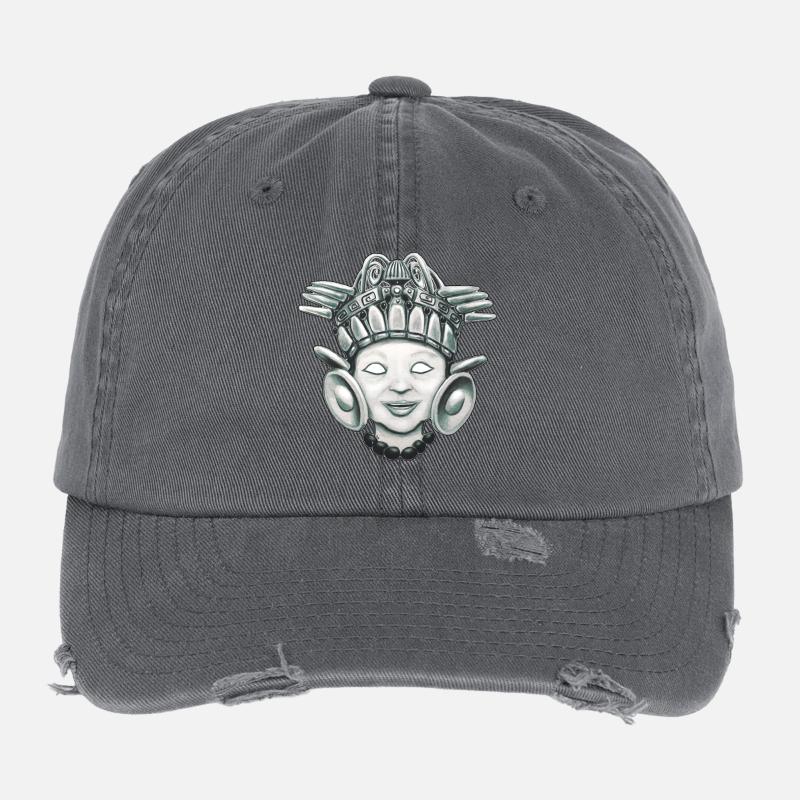 Kindgott Aztekisch inspiriert Monochrom Flexfit Vintage Destroyed Cap