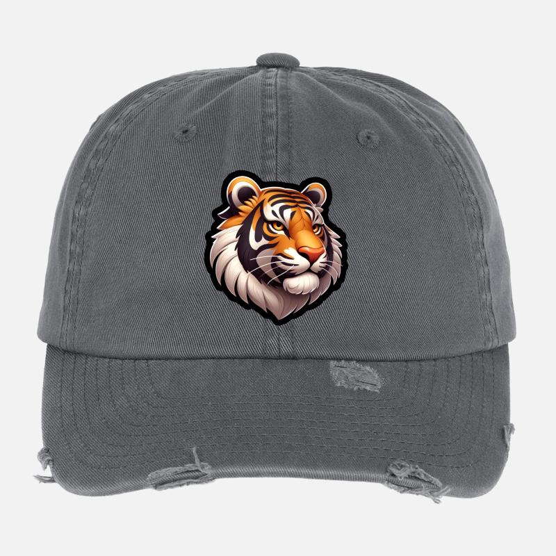Bande dessinée à tête de tigre Casquette vintage effet usé Flexfit