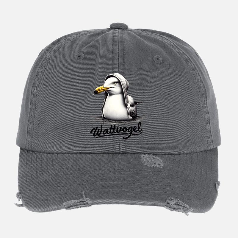 Wattvogel Coole Möwe mit Kapuze Flexfit Vintage Destroyed Cap