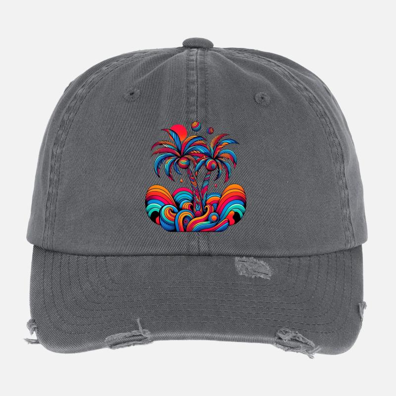 Palm Trees Flexfit Vintage Destroyed Cap
