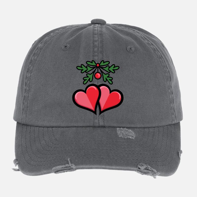 Coeurs de gui romantiques Casquette vintage effet usé Flexfit