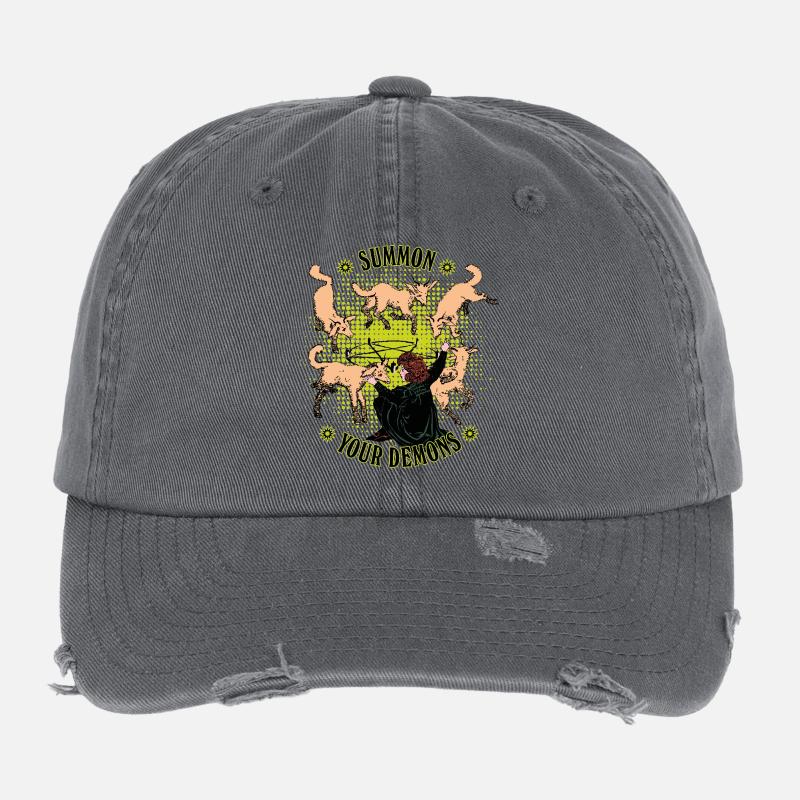 Invocation de démons de style rétro Casquette vintage effet usé Flexfit