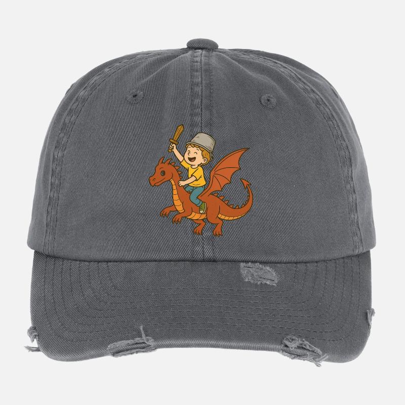 Junge Drachenritter mit Schwert Flexfit Vintage Destroyed Cap