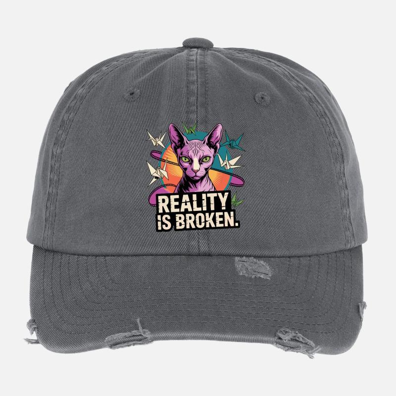 Chat de réalité brisé Casquette vintage effet usé Flexfit