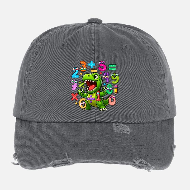 Zahlentag Verspieltes Dinosaurier-Mathe-Design - Flexfit Vintage Destroyed Cap - Dunkelgrau