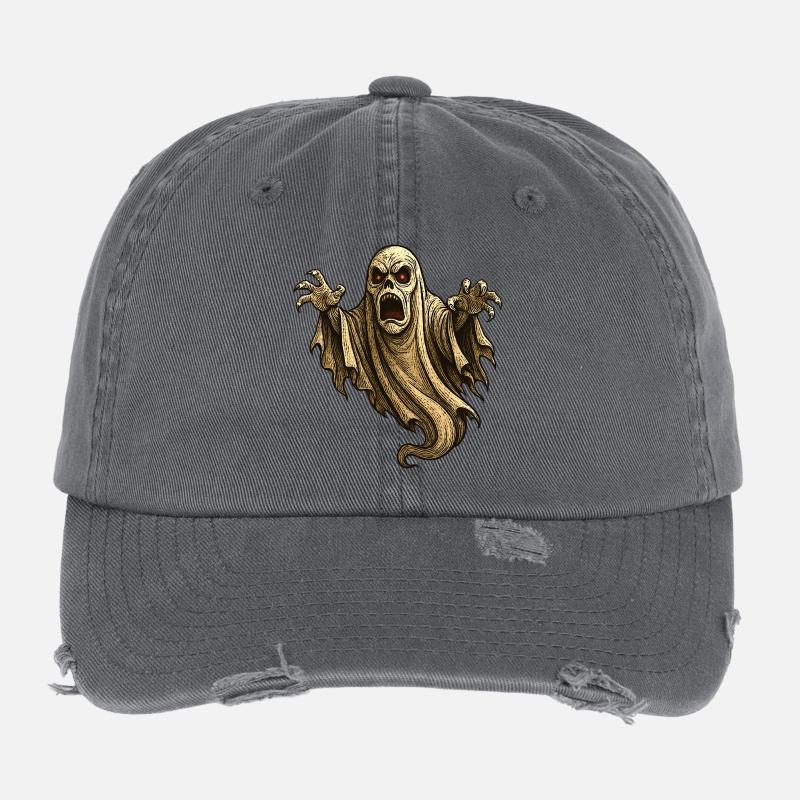 Halloween ghost spooky horror monster Flexfit Vintage Destroyed Cap