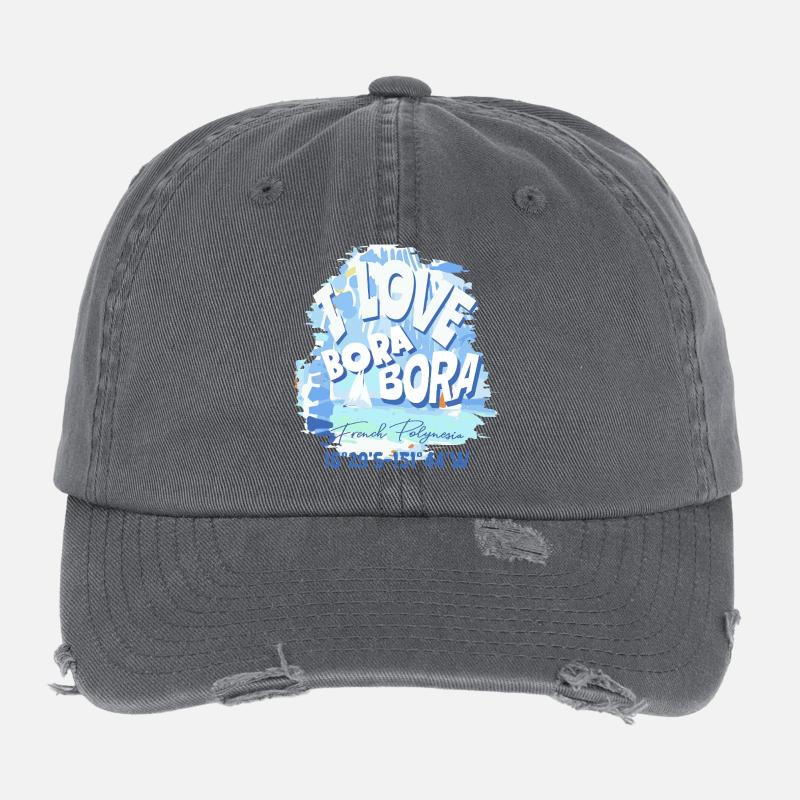 Design I love Bora Bora Bleu Flexfit Vintage Destroyed Cap