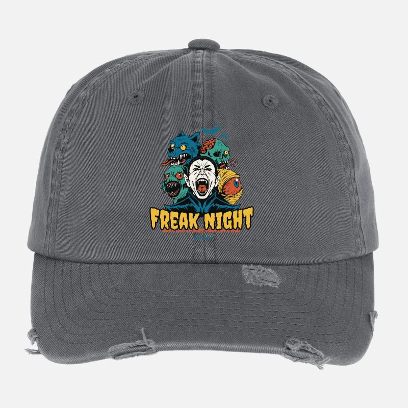 Horror Night mit klassischen Monstern Flexfit Vintage Destroyed Cap