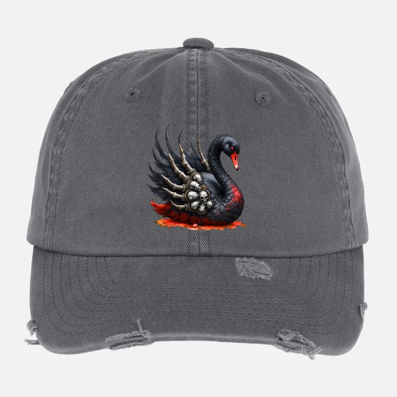 Black Swan with Skulls Flexfit Vintage Destroyed Cap