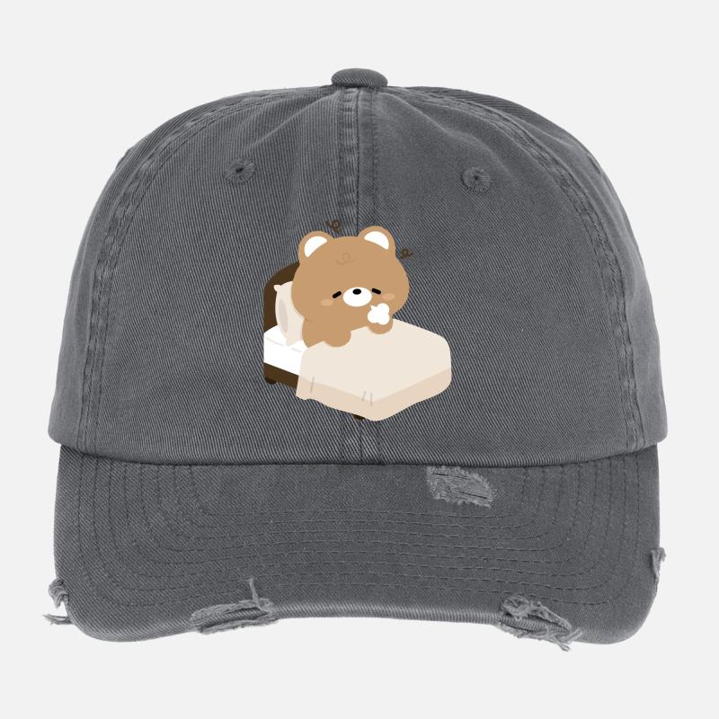 Ours endormi sur le lit Casquette vintage effet usé Flexfit