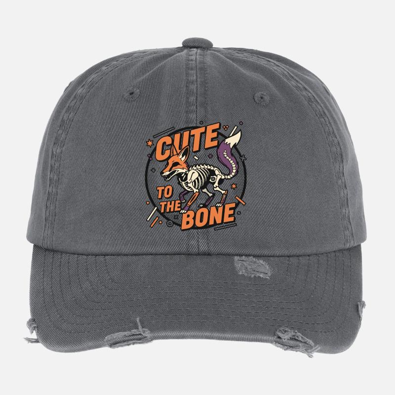 Skeleton Fox: Cute to the Bone Flexfit Vintage Destroyed Cap